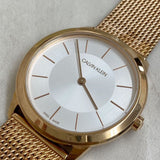 Calvin Klein Minimal White Dial Rose Gold Mesh Bracelet Watch for Women - K3M22626 Authentic Buy Shop Now