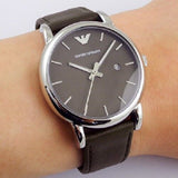Emporio Armani Classic Quartz Brown Dial Brown Leather Strap Watch For Men - AR1729 Authentic Buy Shop Now
