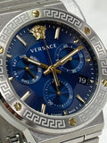Versace Greca Quartz Blue Dial Silver Steel Strap Watch For Men - VEZ900221 Authentic Buy Shop Now