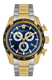 Versace V-Ray Chronograph Quartz Blue Dial Two Tone Steel Strap Watch For Men - VE2I01021 Authentic Buy Shop Now