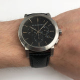 Burberry The City Chronograph Black Dial Black Leather Strap Watch for Men - BU9356 Authentic Buy Shop Now