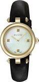 Gucci Diamantissima Mother of Pearl Dial Black Leather Strap Watch For Women - YA141505 Authentic Buy Shop Now