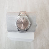 Michael Kors Layton Three Hand Pink Dial Silver Steel Strap Watch For Women - MK7298 Authentic Buy Shop Now