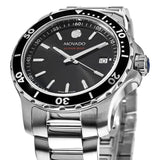 Movado Series 800 Black Dial Silver Steel Strap Watch For Men - 2600135 Authentic Buy Shop Now