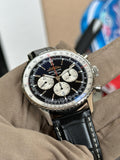 Breitling Navitimer B01 Chronograph 46 Black Dial Black Leather Strap Watch for Men - AB0137211B1P1 Authentic Buy Shop Now