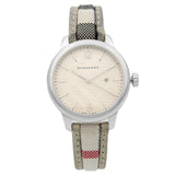 Burberry The Classic Guilloche Silver Dial Grey Leather Strap Watch for Women - BU10113 Authentic Buy Shop Now