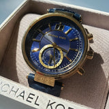 Michael Kors Sawyer Blue Dial Blue Leather Strap Watch for Women - MK2425 Authentic Buy Shop Now