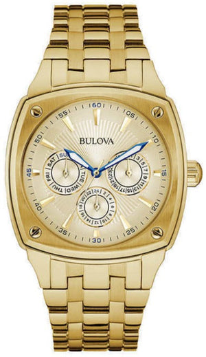 Bulova Multifunction White Dial Gold Steel Strap Watch for Men - 97C105 Authentic Buy Shop Now
