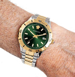 Versace Hellenyium Quartz Green Dial Two Tone Steel Strap Watch For Men - VE3A00720 Authentic Buy Shop Now