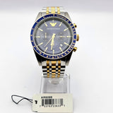 Emporio Armani Tazio Chronograph Blue Dial Two Tone Stainless Steel Watch For Men - AR6088 Authentic Buy Shop Now