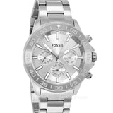 Fossil Bannon Multifunction Chronograph Silver Dial Silver Steel Strap Watch for Men - BQ2490 Authentic Buy Shop Now