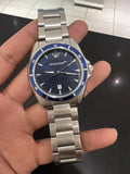 Emporio Armani Sigma Blue Dial Silver Steel Strap Watch for Men - AR11100 Authentic Buy Shop Now
