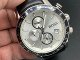 Hugo Boss Rafale Chronograh Quartz White Dial Black Leather Strap Watch For Men - HB1513403 Authentic Buy Shop Now