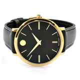 Movado Ultra Slim Black Dial Black Leather Strap Watch For Women - 0607091 Authentic Buy Shop Now