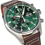 IWC Pilot's Watch Chronograph Edition Racing Green 43mm Green Dial Brown Leather Strap Watch for Men - IW377726 Authentic Buy Shop Now