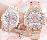 Guess Moonlight Multi Function Diamonds White Dial Rose Gold Steel Strap Watch for Women - GW0320L3 Authentic Buy Shop Now