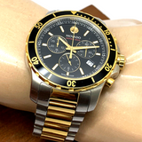 Movado Series 800 Chronograph Black Dial Two Tone Steel Strap Watch For Men - 2600146 Authentic Buy Shop Now