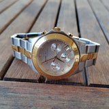 Marc Jacobs Blade Chronograph Silver Dial Two Tone Steel Strap Watch for Women - MBM3177 Authentic Buy Shop Now