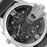 Diesel Uber Chief Oversized 4 Time Black Dial Leather Strap Watch For Men - DZ7376 Authentic Buy Shop Now