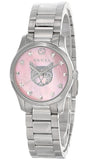 Gucci G Timeless Quartz Mother of Pearl Pink Dial Silver Steel Strap Watch For Women - YA1265013 Authentic Buy Shop Now