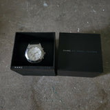 Marc Jacobs Blade Chronograph White Dial Black Leather Strap Watch for Women - MBM1189 Authentic Buy Shop Now
