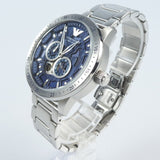 Emporio Armani Mario Chronograph Automatic Blue Dial Silver Steel Strap Watch For Men - AR60052 Authentic Buy Shop Now