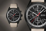 Hugo Boss Grand Prix Chronograph Black Dial Grey Leather Strap Watch for Men - 1513562 Authentic Buy Shop Now