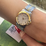 Gucci G Timeless Diamonds Mother of Pearl Dial Two Tone Mesh Bracelet Watch for Women - YA126513 Authentic Buy Shop Now