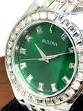 Bulova Phantom Classic Baguette Green Dial Silver Steel Strap Watch for Men - 96A253 Authentic Buy Shop Now