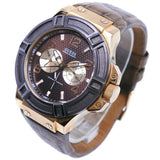 Guess Rigor Analog Brown Dial Brown Leather Strap Watch For Men - W0040G3 Authentic Buy Shop Now