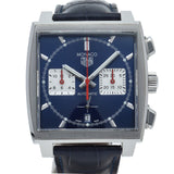Tag Heuer Monaco Automatic Chronograph Blue Dial Blue Leather Strap Watch for Men - CBL2111.FC6453 Authentic Buy Shop Now