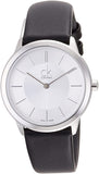 Calvin Klein Minimal Silver Dial Black Leather Strap Watch for Women - K3M221C6 Authentic Buy Shop Now