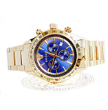 Versace Classic Chronograph Quartz Blue Dial Gold Steel Strap Watch For Men - VEV700619 Authentic Buy Shop Now