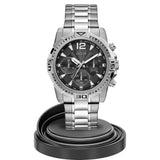 Guess Commander Chronograph Black Dial Silver Steel Strap Watch for Men - GW0056G1 Authentic Buy Shop Now