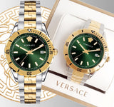 Versace Hellenyium Quartz Green Dial Two Tone Steel Strap Watch For Men - VE3A00720 Authentic Buy Shop Now