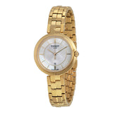 Tissot Flamingo Mother of Pearl White Dial Gold Steel Strap Watch For Women - T094.210.33.111.00 Authentic Buy Shop Now