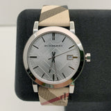 Burberry The City Nova Silver Dial White Leather Strap Watch for Women - BU9022 Authentic Buy Shop Now