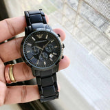 Emporio Armani Classic Chronograph Black Dial Black Stainless Steel Strap Watch For Men - AR2453 Authentic Buy Shop Now