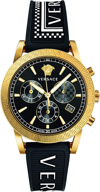 Versace Sports Tech Chronograph Black Dial Black Rubber Strap Watch for Men - VELT00119 Authentic Buy Shop Now