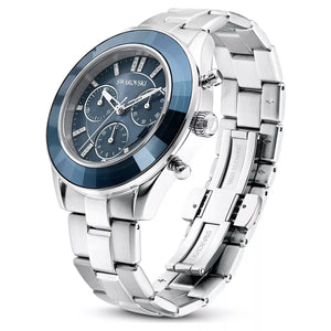 Swarovski Octea Lux Sport Chronograph Blue Dial Silver Steel Strap Watch for Women - 5610481 Authentic Buy Shop Now