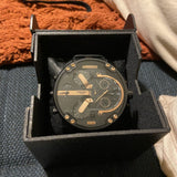 Diesel Mr Daddy 2.0 Chronograph Black Dial Black Leather Strap Watch For Men - DZ7350 Authentic Buy Shop Now
