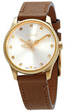 Gucci G Timeless Quartz Silver Dial Brown Leather Strap Watch For Women - YA1265022 Authentic Buy Shop Now