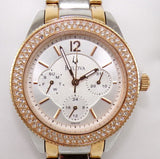 Bulova Crystal Collection Silver Dial Two Tone Steel Strap Watch for Women - 98N100 Authentic Buy Shop Now