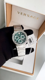 Versace Grace Chronograph Quartz Green Dial Silver Steel Strap Watch For Men - VEZ900121 Authentic Buy Shop Now