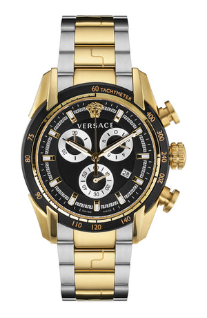 Versace V-Ray Chronograph Black Dial Two Tone Steel Strap Watch For Men - VE2I00421 Authentic Buy Shop Now