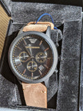 Emporio Armani Chronograph Black Dial Brown Leather Strap Watch For Men - AR11078 Authentic Buy Shop Now