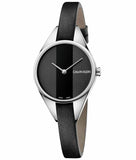 Calvin Klein Rebel Black Grey Dial Black Leather Strap Watch for Women - K8P231C1 Authentic Buy Shop Now
