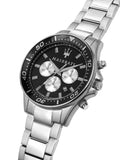 Maserati SFIDA Chronograph Black Dial Silver Steel Strap Watch For Men - R8873640004 Authentic Buy Shop Now