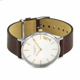 Coach Perry White Dial Brown Leather Strap Watch for Women - 14503154 Authentic Buy Shop Now