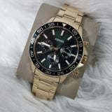 Fossil Bannon Multifunction Chronograph Green Dial Gold Steel Strap Watch for Men - BQ2493 Authentic Buy Shop Now